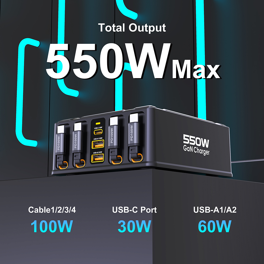 550W 7-in-1 Charging Station w - огляд і ціна Cable Lock Laptop