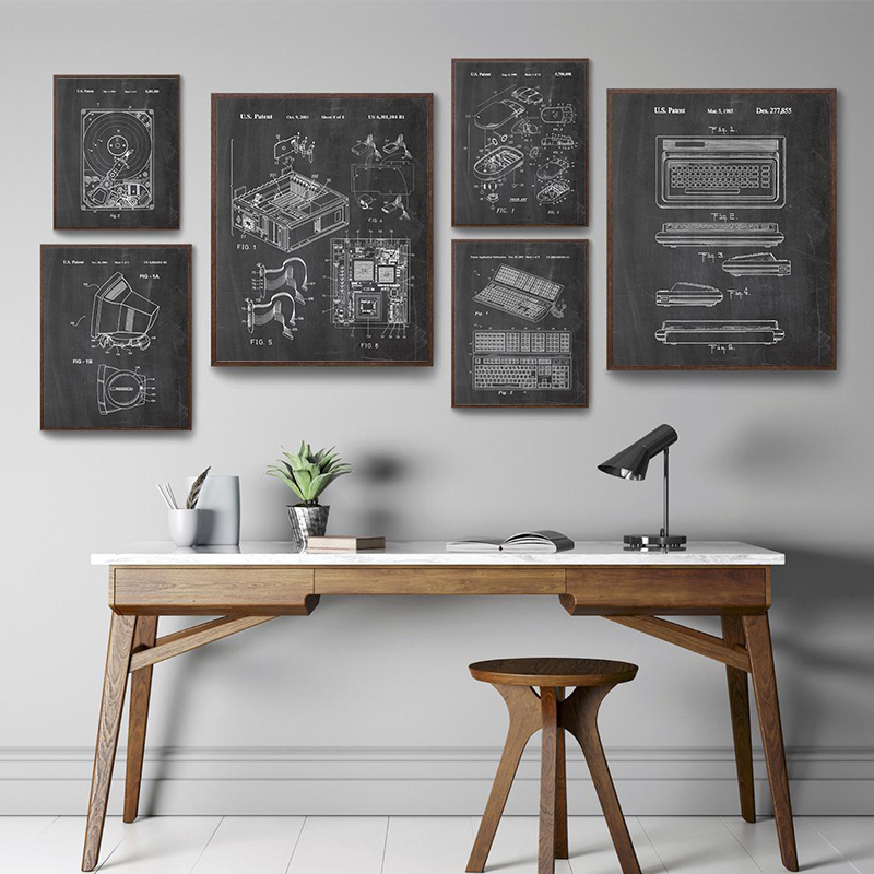 6Pcs Vintage Computer Patent W - огляд і ціна Office Print Tech