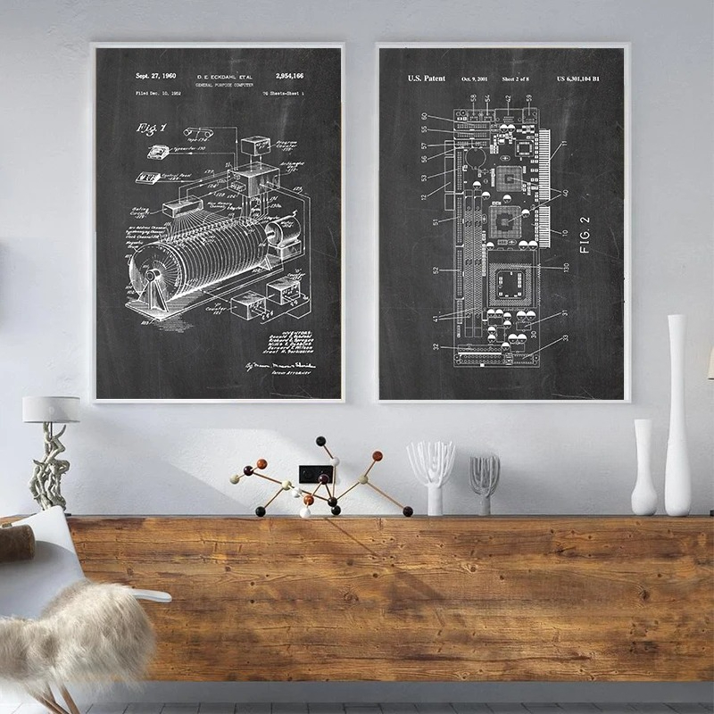 6Pcs Vintage Computer Patent W - огляд і ціна Office Print Tech