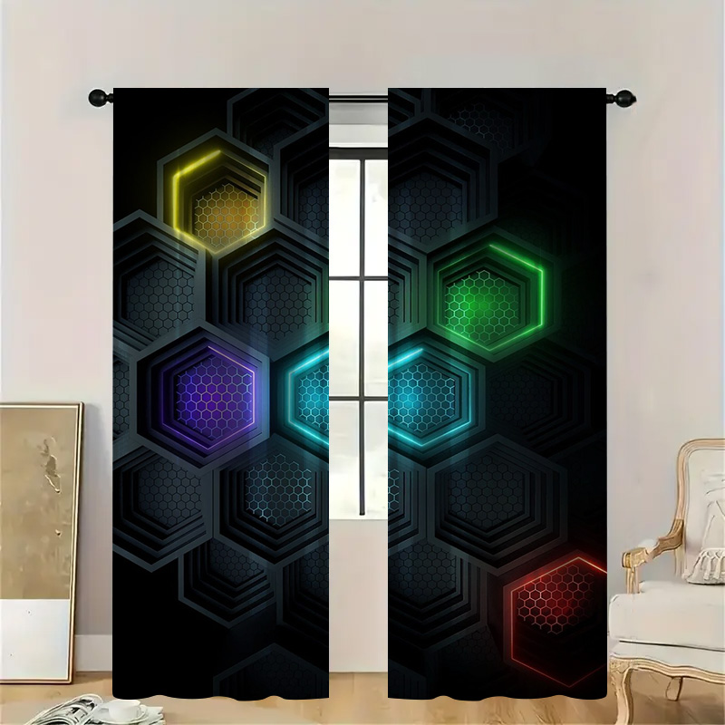 2pcs Modern Geometric Curtains - огляд і ціна Office Print Tech