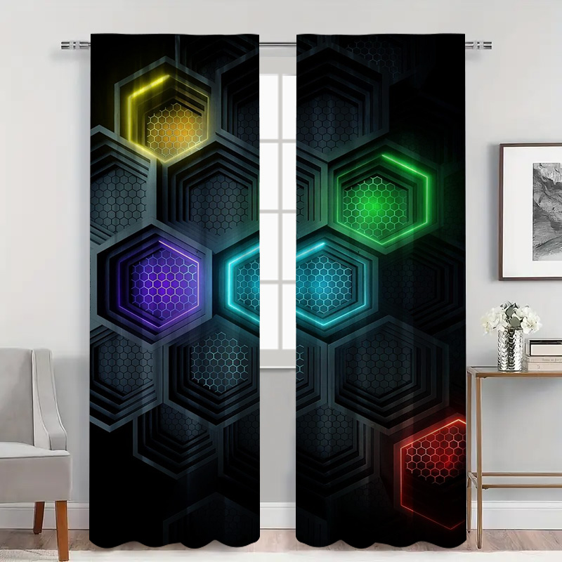 2pcs Modern Geometric Curtains - огляд і ціна Office Print Tech