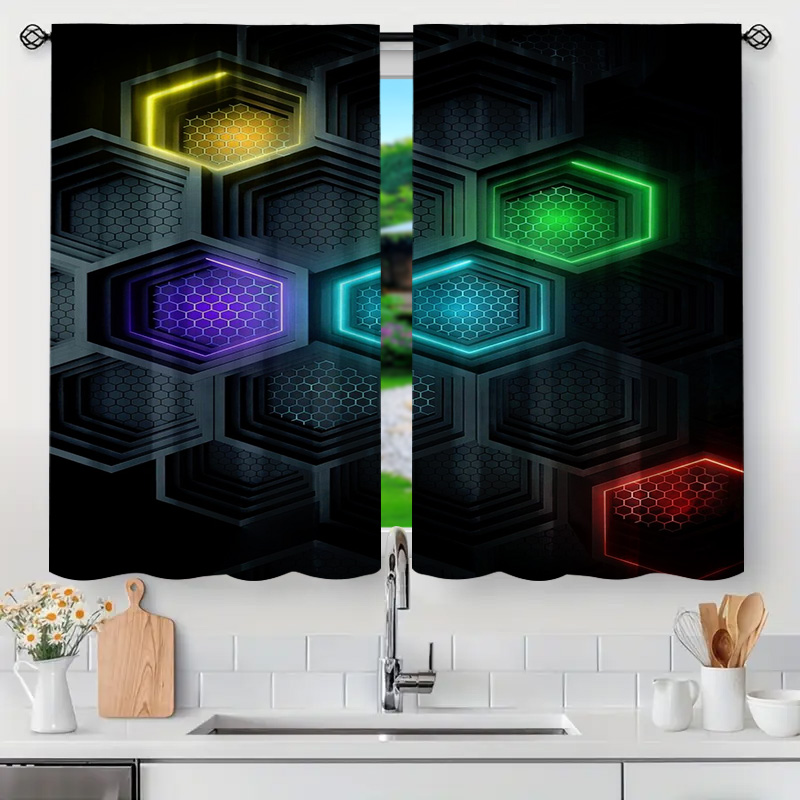2pcs Modern Geometric Curtains - огляд і ціна Office Print Tech