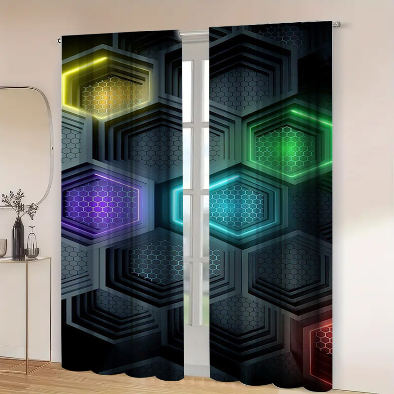 2pcs Modern Geometric Curtains - огляд і ціна Office Print Tech