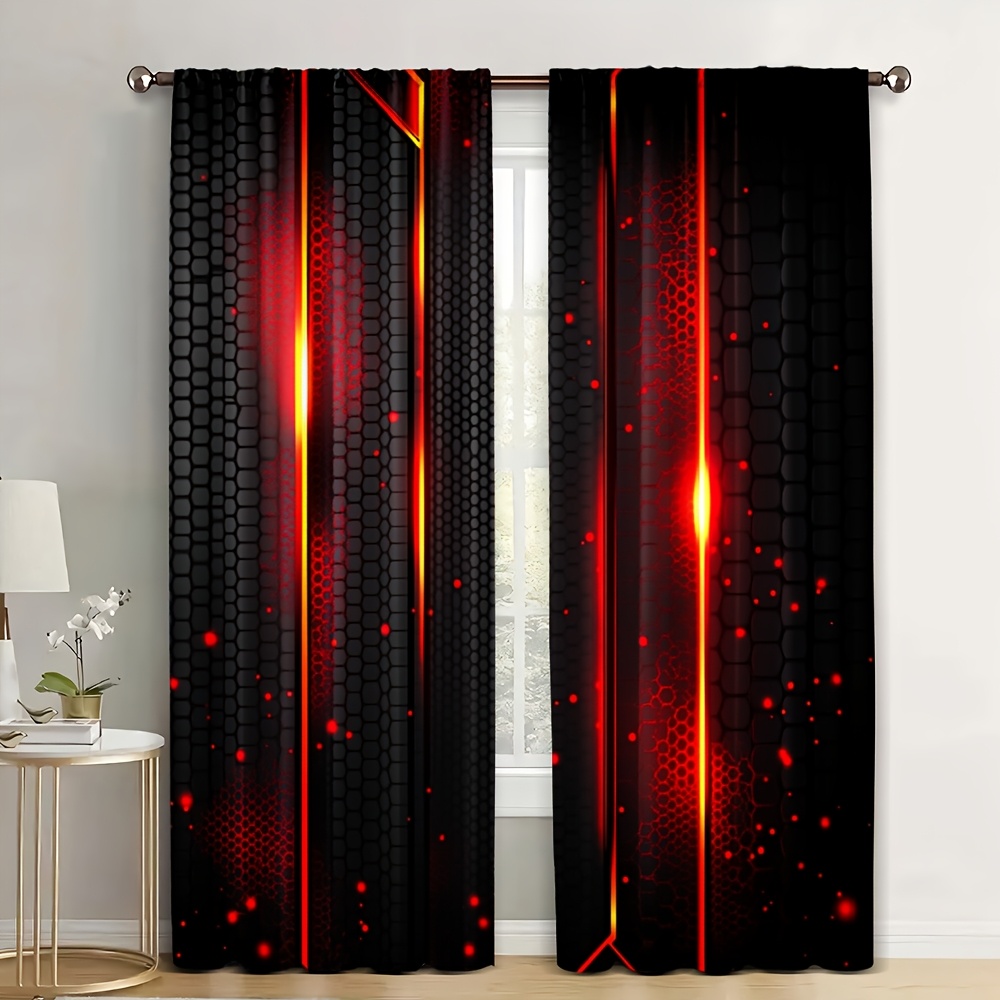 2pcs Lava Curtains Black Red C - огляд і ціна Office Print Tech