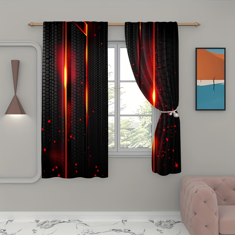 2pcs Lava Curtains Black Red C - огляд і ціна Office Print Tech