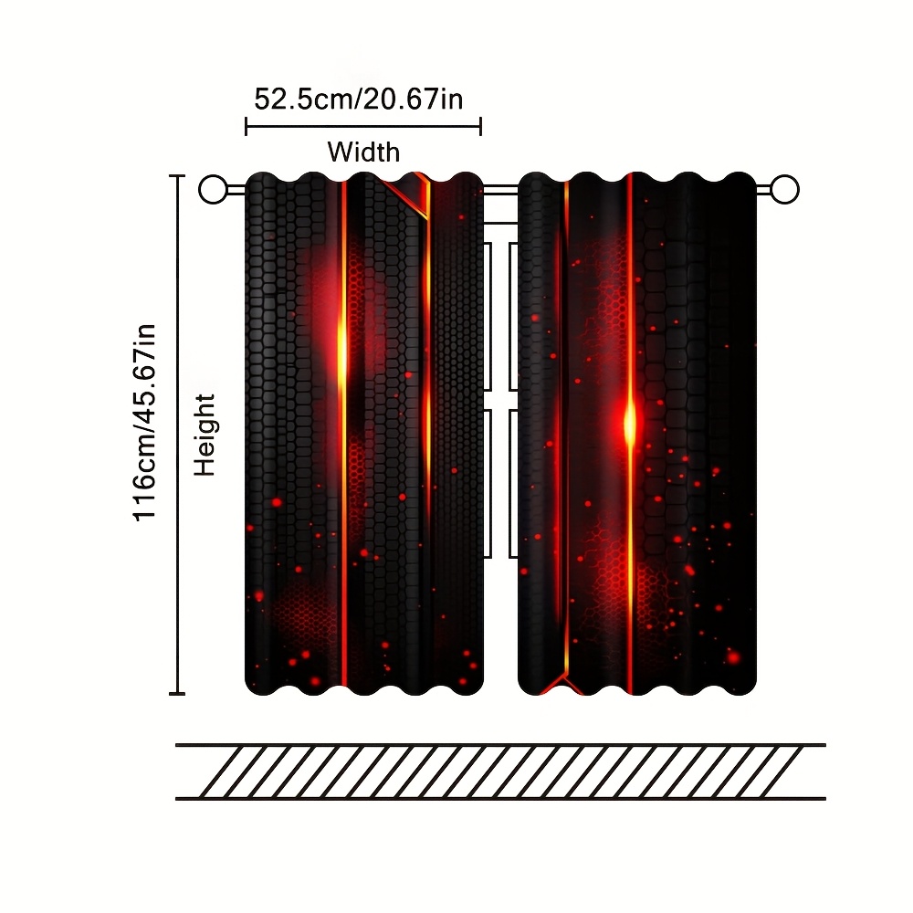 2pcs Lava Curtains Black Red C - огляд і ціна Office Print Tech