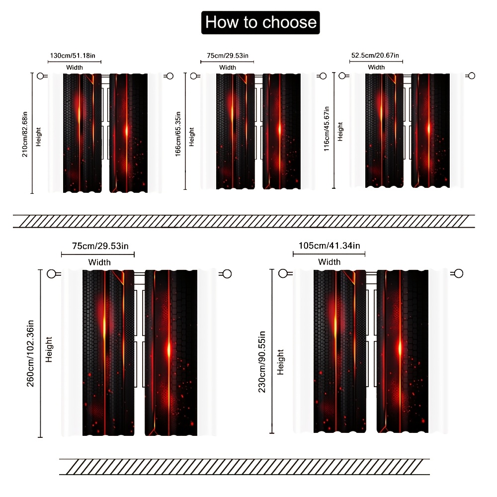 2pcs Lava Curtains Black Red C - огляд і ціна Office Print Tech